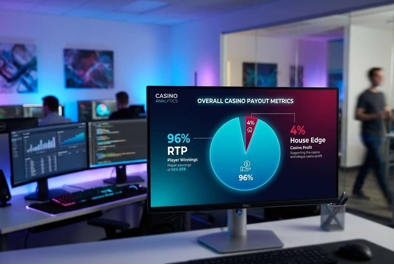 Graficzne przedstawienie podziału RTP i House Edge w automacie online.