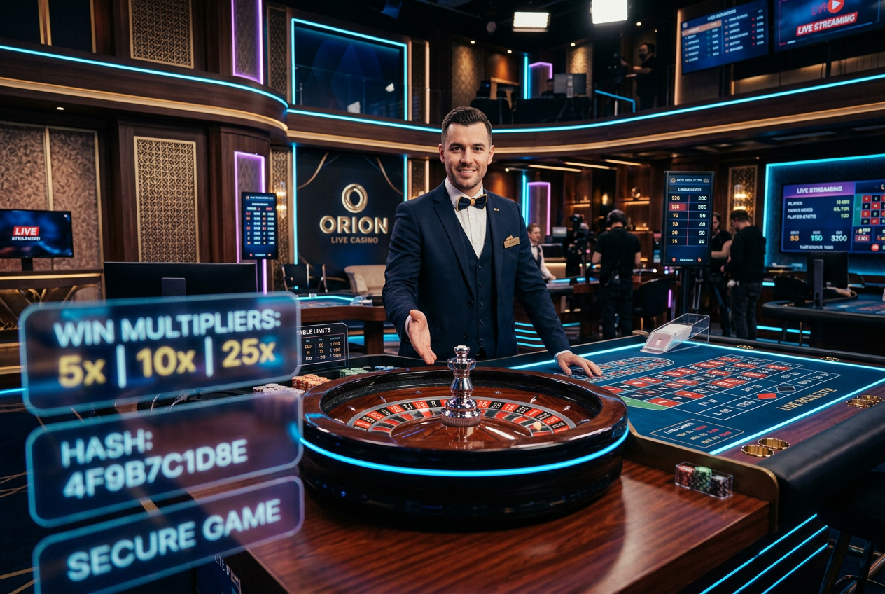 Live casino studio with advanced digital overlays.